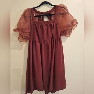 Entro Rust Puff Sleeve Dress